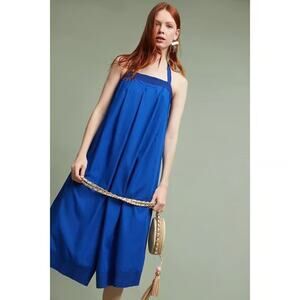 Anthropologie Hei Hei Jumpsuit Womens Medium Blue Sunward Halter Wide Leg NWT